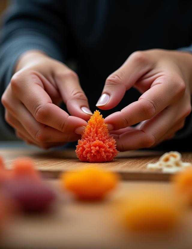 和菓子を作る職人の手元