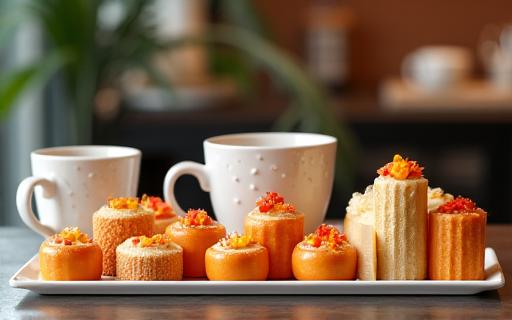 カフェに並べられた雅菓のスイーツ